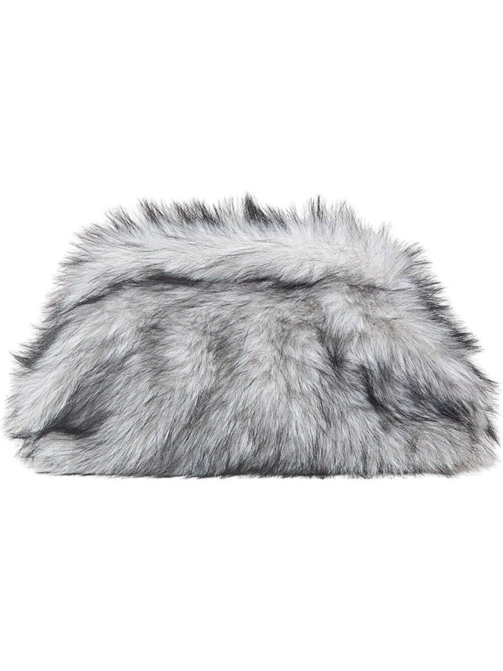 〽️Women Grey White Fuzzy Y2k Furry Plush Evening Wedding Party Clutch Purse Bag